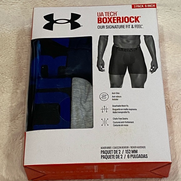 Under Armour UA Tech BoxerJock 2-pack 6" Boxer Briefs Underwear Size 5X NWT - Picture 2 of 9
